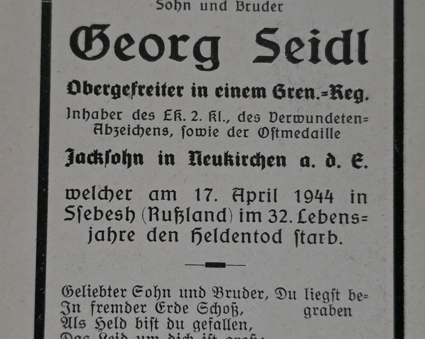 Sterbebild Brüder Neukirchen Gefreiter Art. Regt. 297 Obergefreiter Sebesh Russland - www.mmilitaria.com