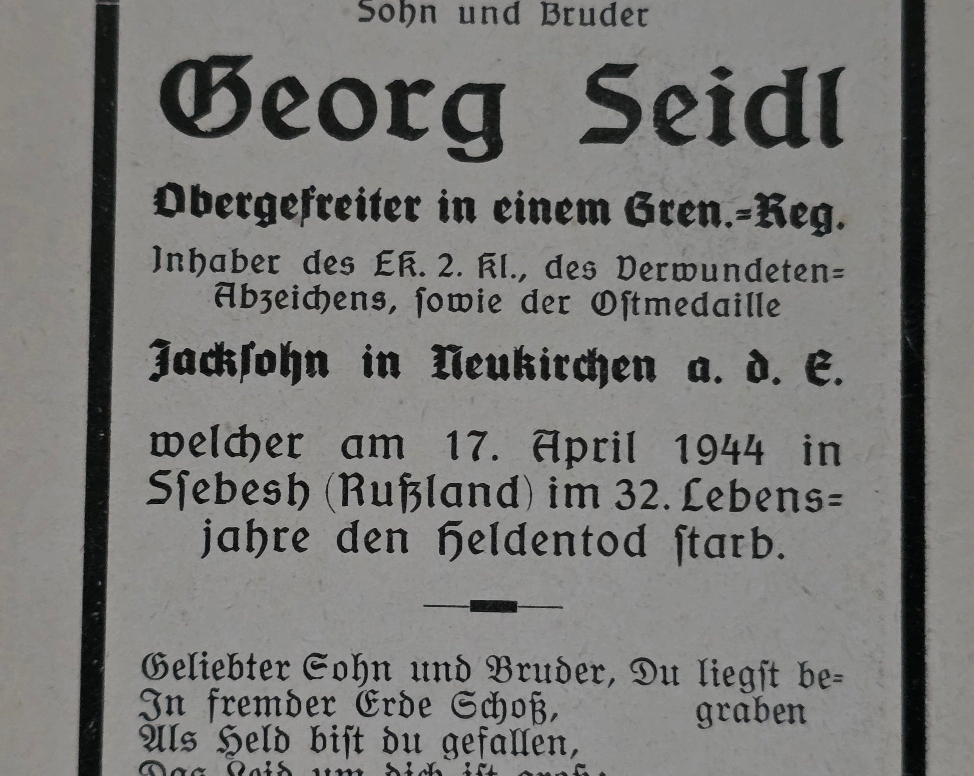 Sterbebild Brüder Neukirchen Gefreiter Art. Regt. 297 Obergefreiter Sebesh Russland - www.mmilitaria.com