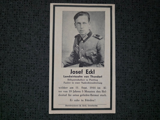 Sterbebild Funker Thundorf Panzer-Nachrichten Abt. 200 Paderborn Westen - www.mmilitaria.com