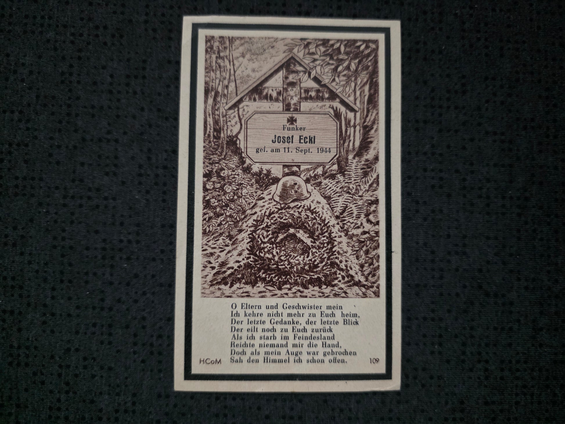 Sterbebild Funker Thundorf Panzer-Nachrichten Abt. 200 Paderborn Westen - www.mmilitaria.com