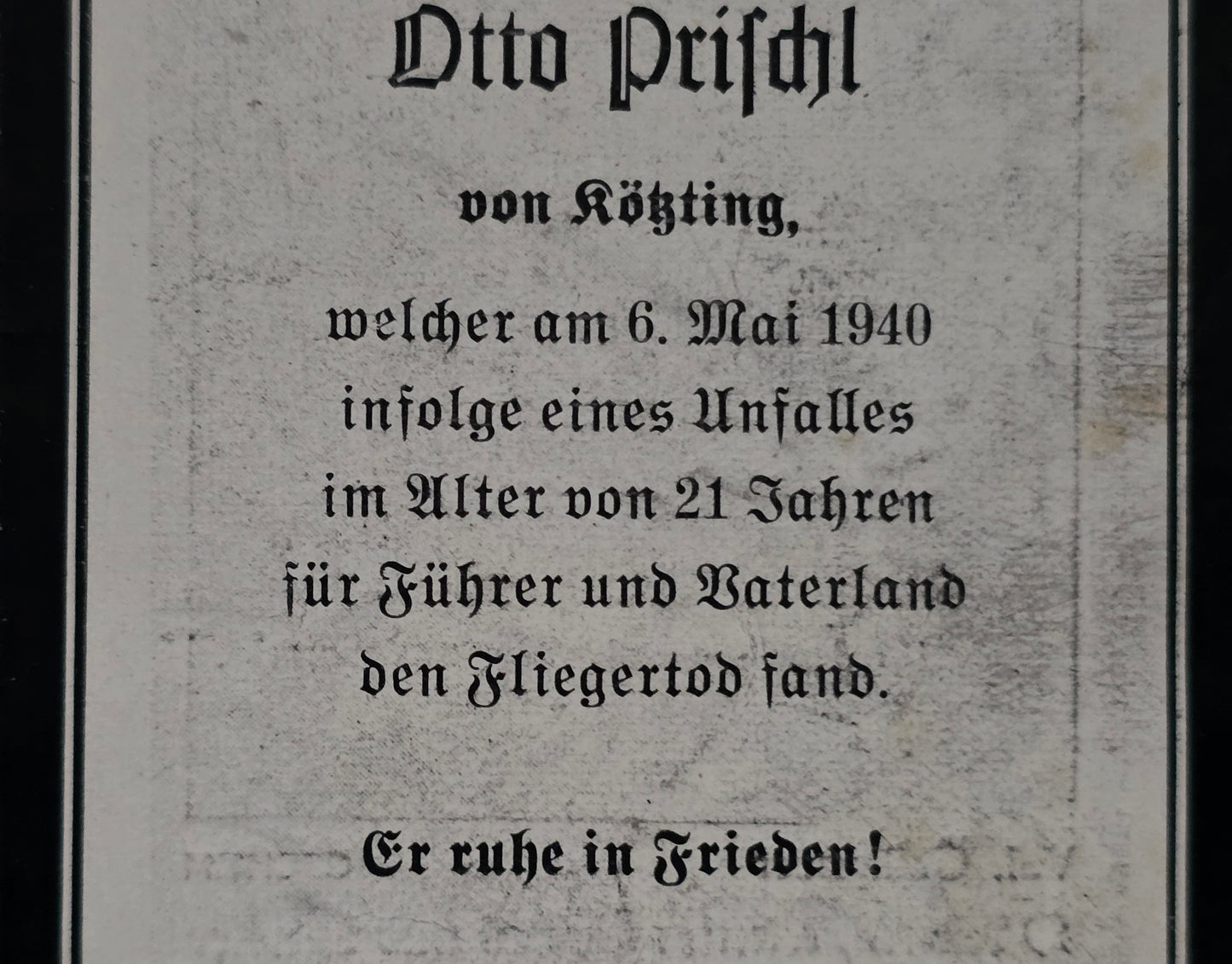 Sterbebild Flieger-Gefreiter Kötzting 2./KG-1 "Hindenburg" Fürstenberg Mecklenburg - www.mmilitaria.com