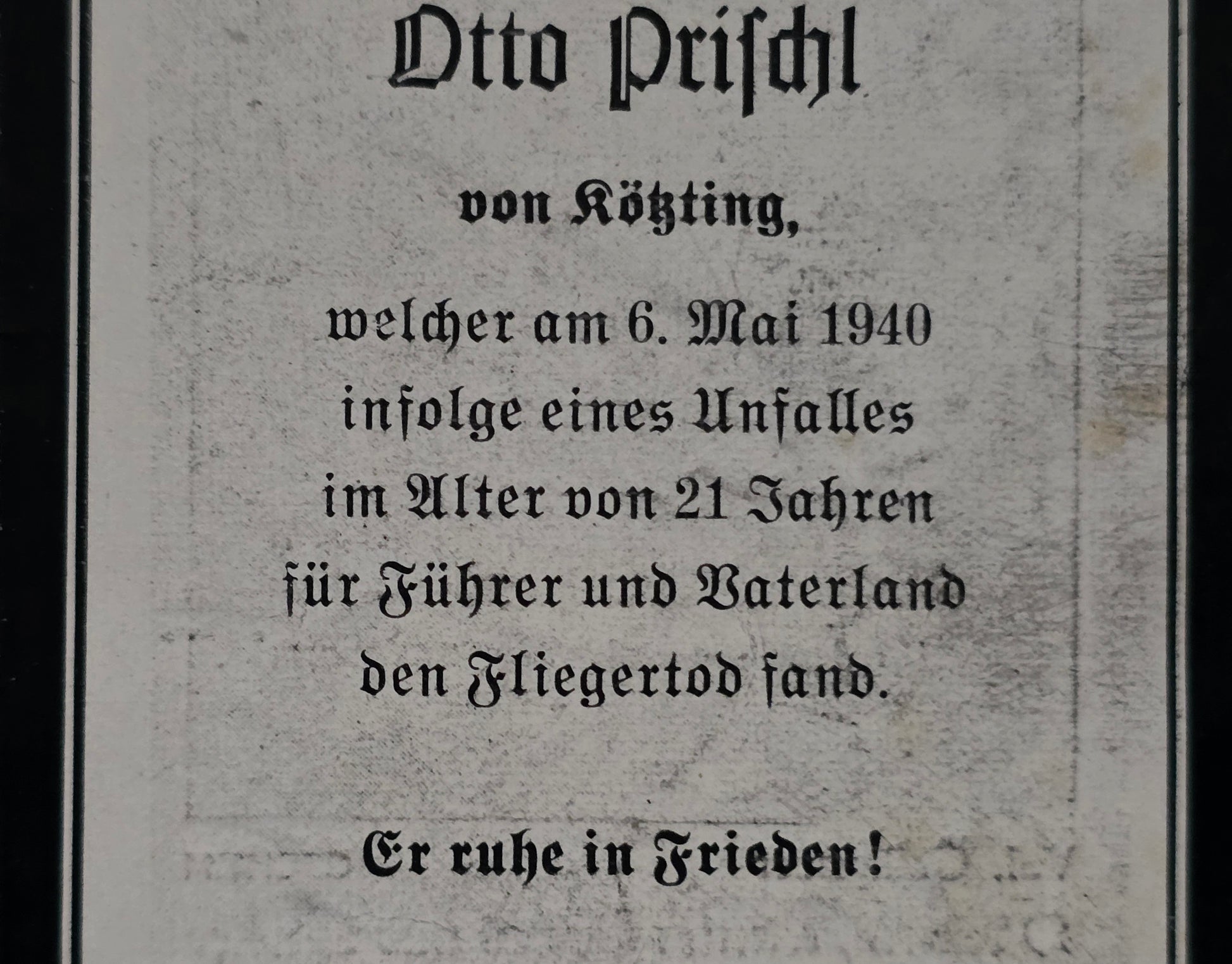Sterbebild Flieger-Gefreiter Kötzting 2./KG-1 "Hindenburg" Fürstenberg Mecklenburg - www.mmilitaria.com