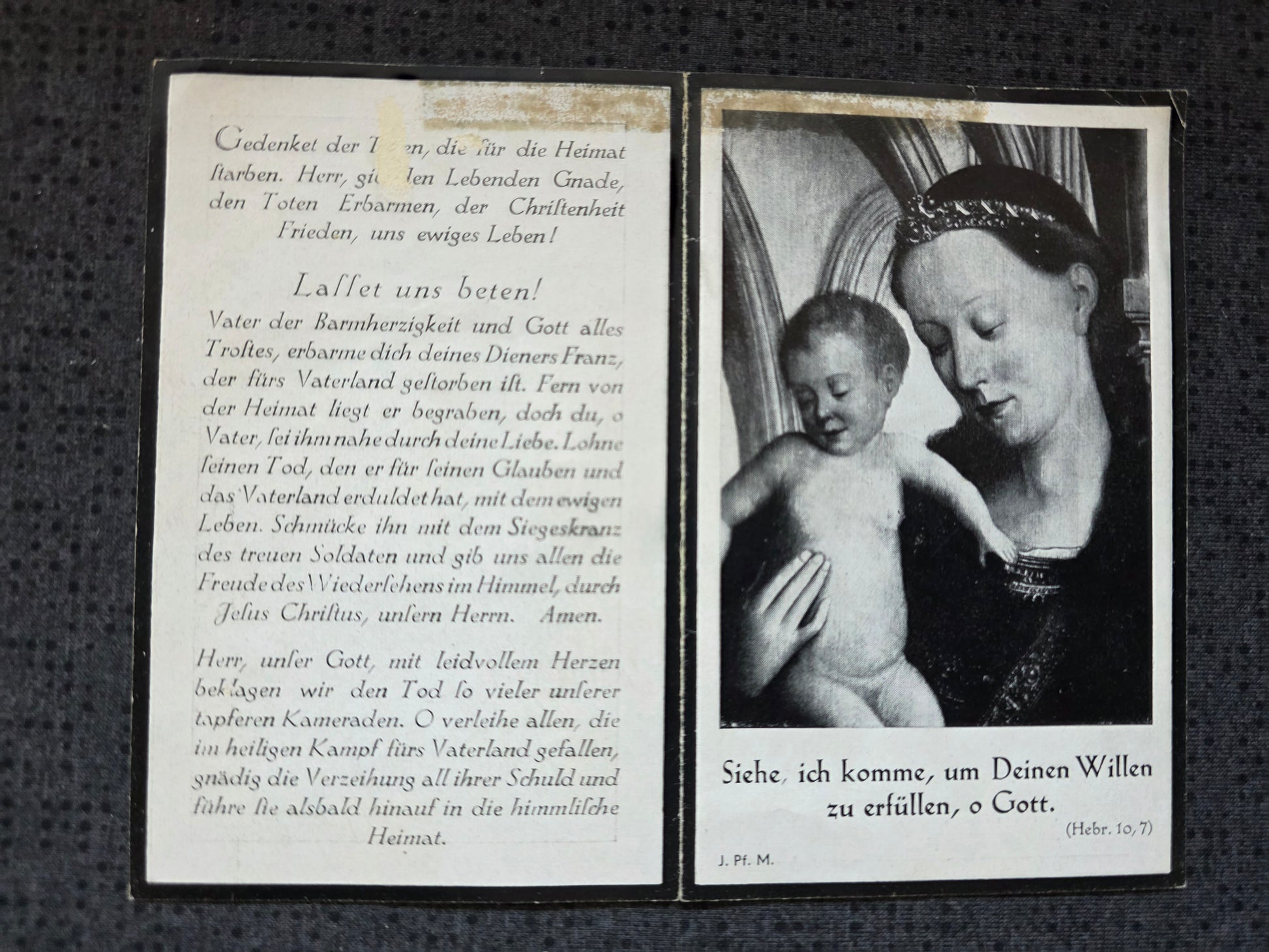 Sterbebild Hauptmann Winhöring 4. Jäger Regt. 204 KP-Chef Kuban Moldananskoje Russland - www.mmilitaria.com