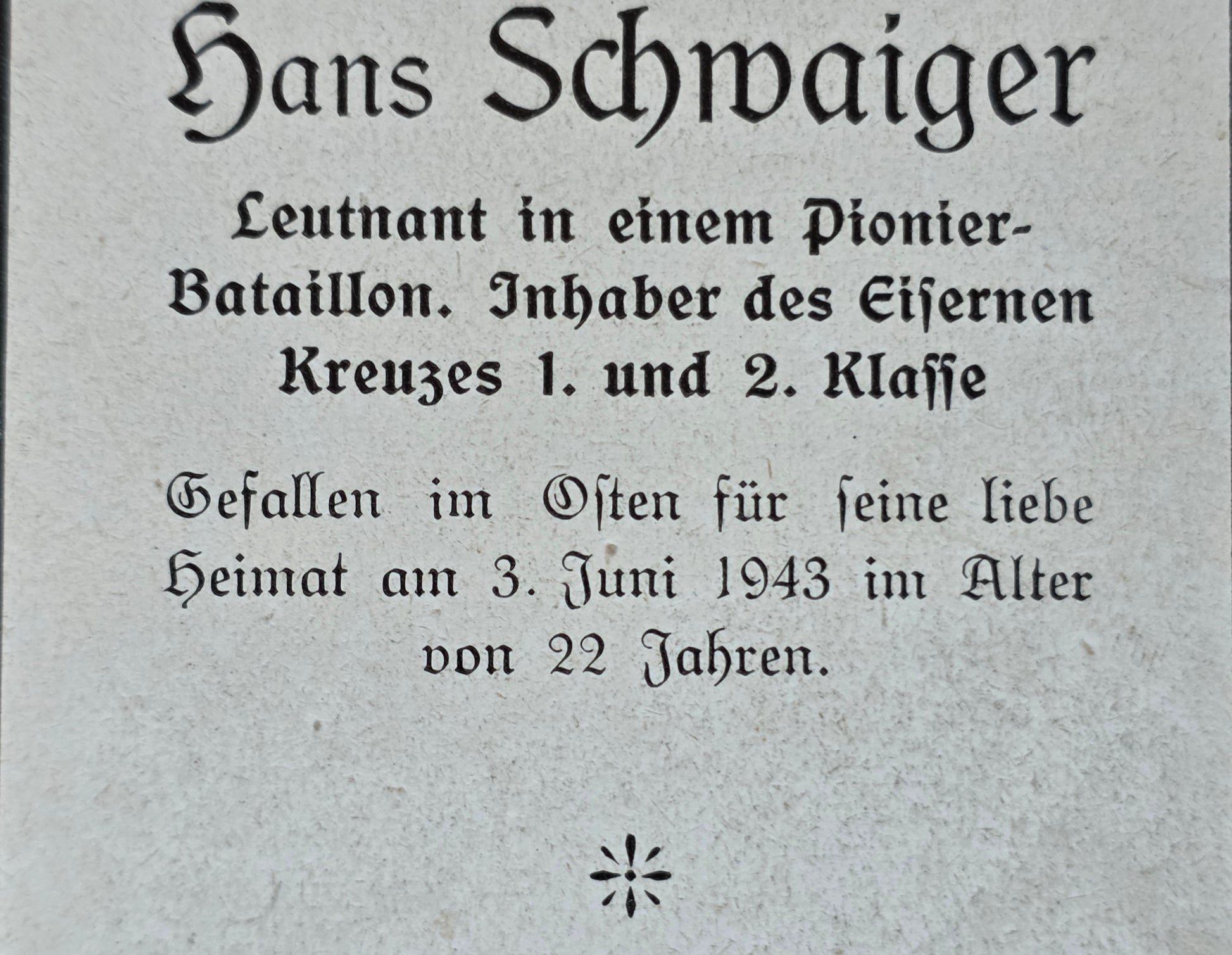 Sterbebild Leutnant Laufen 1. Komp. Pionier Btl. 212 Mga Russland - www.mmilitaria.com