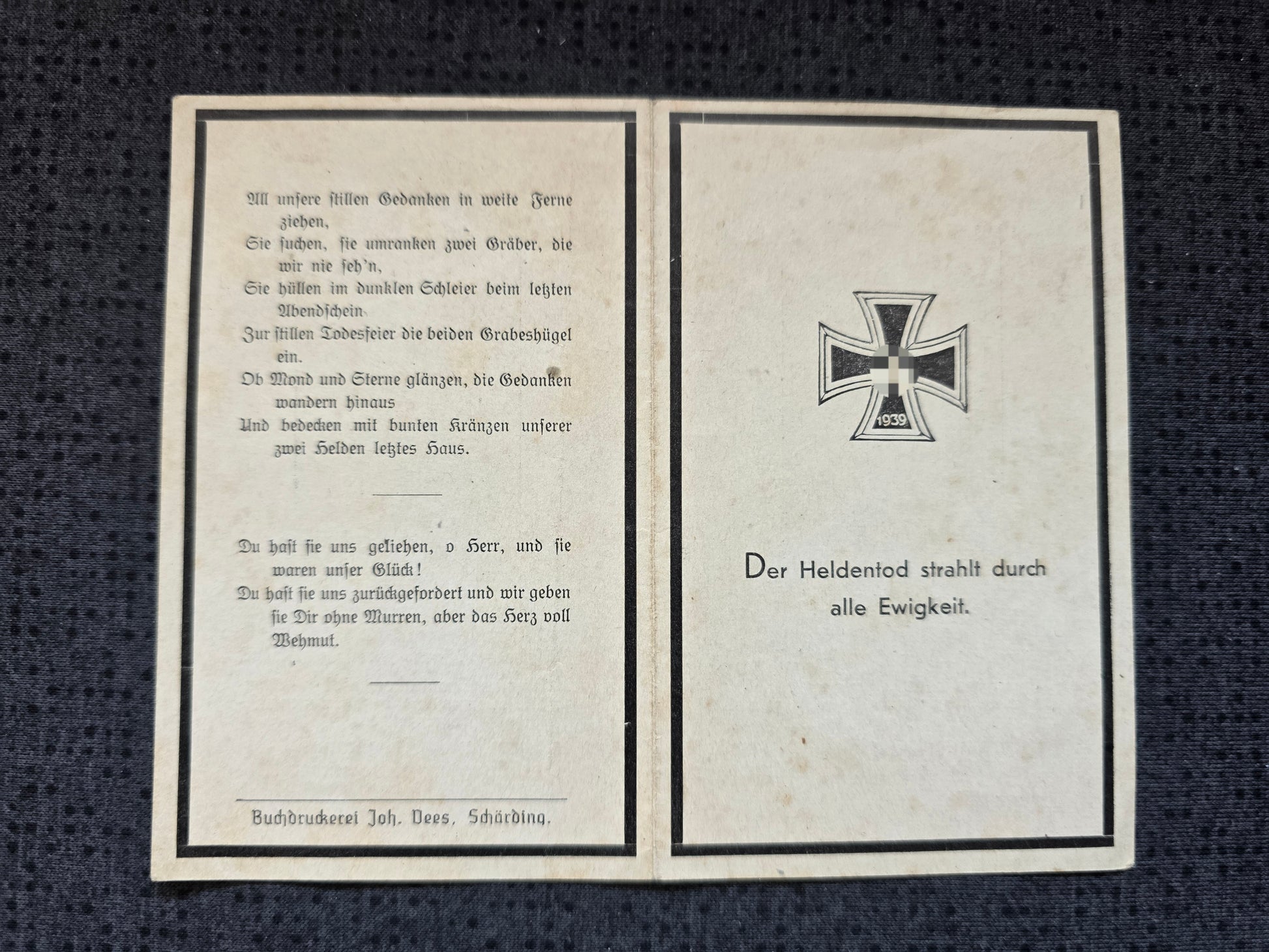 Sterbebild Brüder Andorf Unteroffizier Pionier Btl. HJ Ehrenabzeichen Krzywice Oberfeldwebel Fallschirmjäger Regt. Spanienkreuz Wiesbaden - www.mmilitaria.com