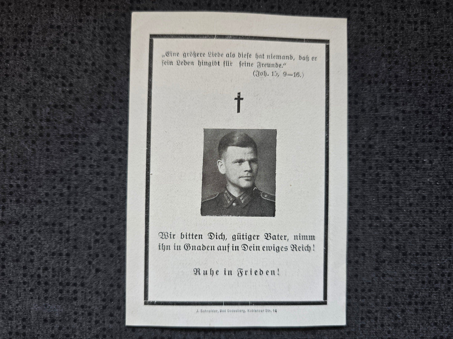 Sterbebild Unteroffizier Köln 1. Pz.-Nachrichten Abt. 265 Vannes Huisnes-sur-Mer Frankreich - www.mmilitaria.com