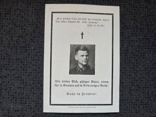 Sterbebild Unteroffizier Köln 1. Pz.-Nachrichten Abt. 265 Vannes Huisnes-sur-Mer Frankreich - www.mmilitaria.com