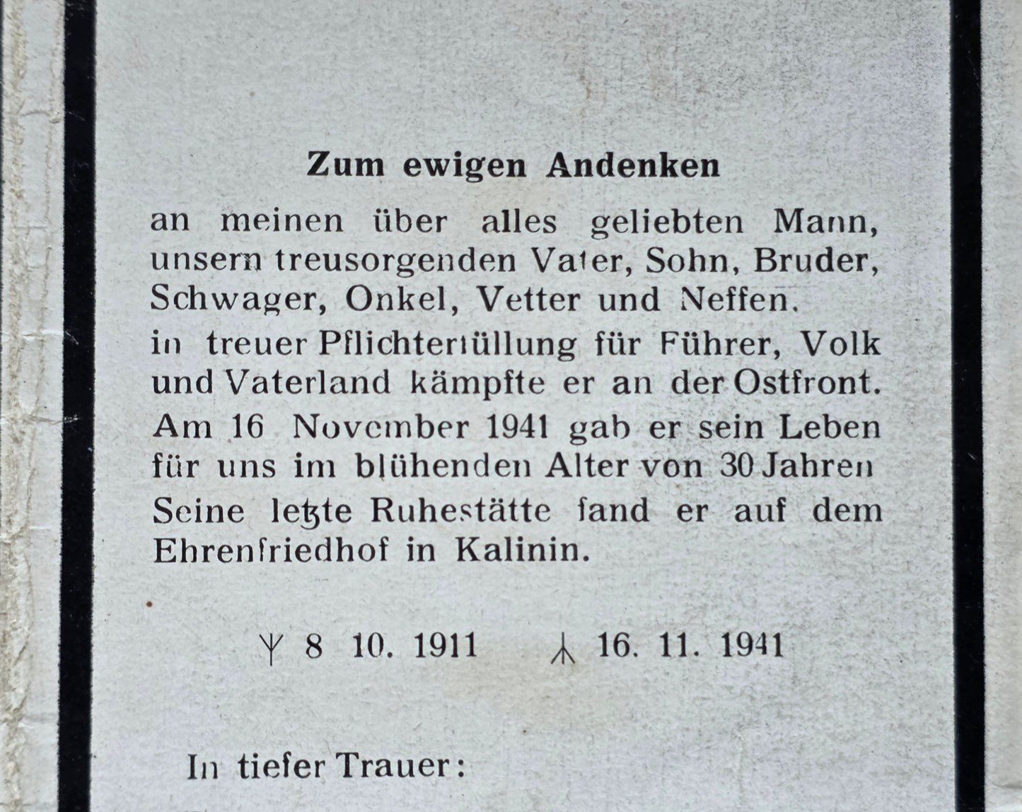 Sterbebild Schütze Dirmingen 11. Komp. Inf. Regt. 427 Kalinin Russland - www.mmilitaria.com