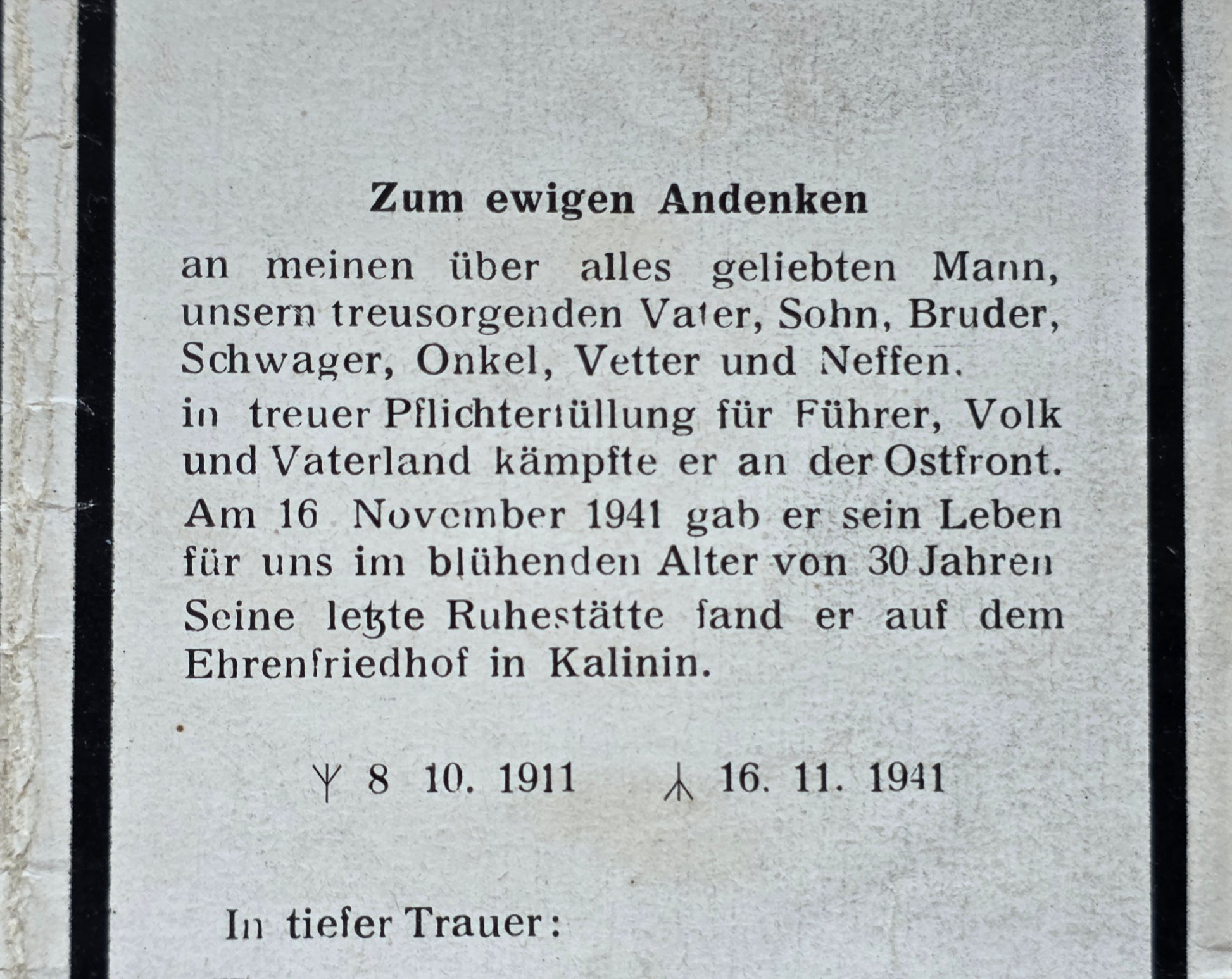 Sterbebild Schütze Dirmingen 11. Komp. Inf. Regt. 427 Kalinin Russland - www.mmilitaria.com