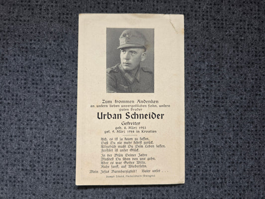 Sterbebild Gefreiter Nordweil Lusciani Sisak Kroatien - www.mmilitaria.com