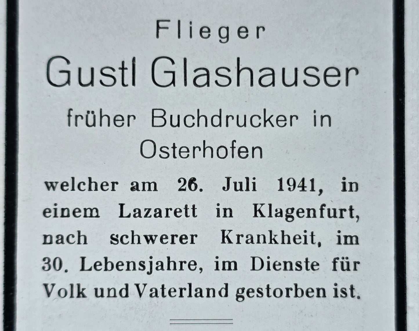 Sterbebild Flieger Osterhofen Flieger-Ausbildung Regt. 14 Klagenfurt Österreich - www.mmilitaria.com