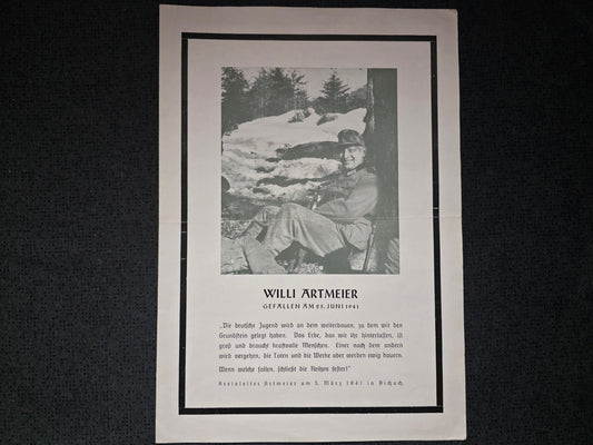 Sterbebild Groß Trauerbrief A4 NSDAP-Kreisleiter Unteroffizier Gießen 16. Gren. Regt. 98 Jazow Stary Ukraine - www.mmilitaria.com