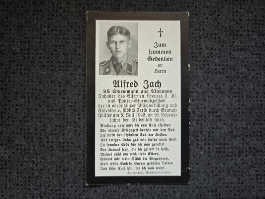 Sterbebild SS-Sturmmann Altmanns 5. Komp. SS-Panzer Gren. Regt. "Theodor Eicke" PSA Bjelgorod Russland - www.mmilitaria.com