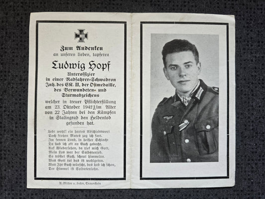 Sterbebild Unteroffizier Egerndach 7. Schwadron Panzer-Gren. Regt. 21 Stalingrad Russland - www.mmilitaria.com