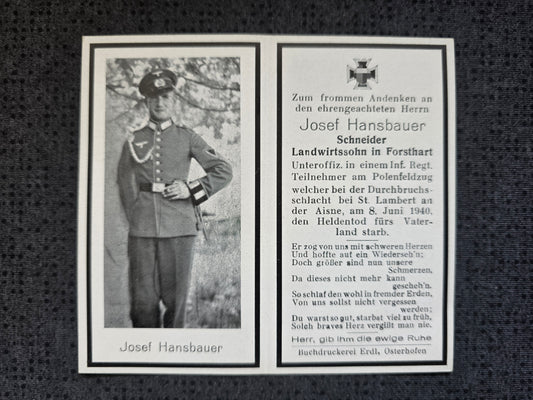 Sterbebild Unteroffizier Forsthart 6. Komp. Inf. Regt. 85 St. Lambert Aisne Frankreich - www.mmilitaria.com