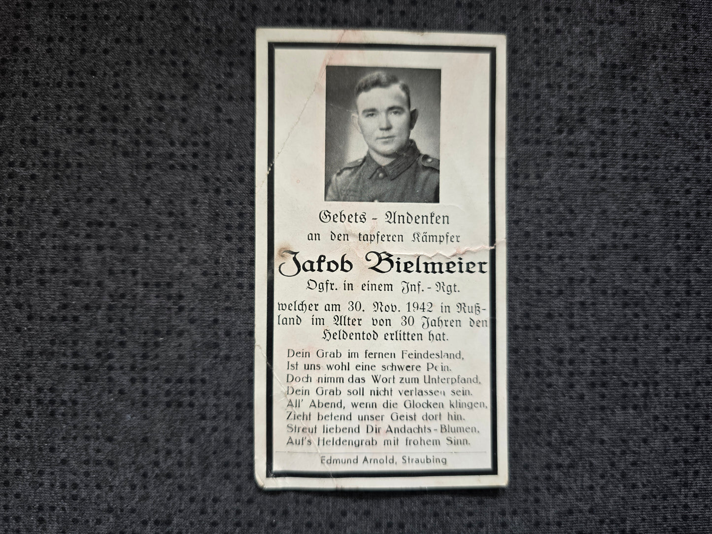 Sterbebild Obergefreiter Hinterviechtach Infanterie Regt. Wolga Russland - www.mmilitaria.com