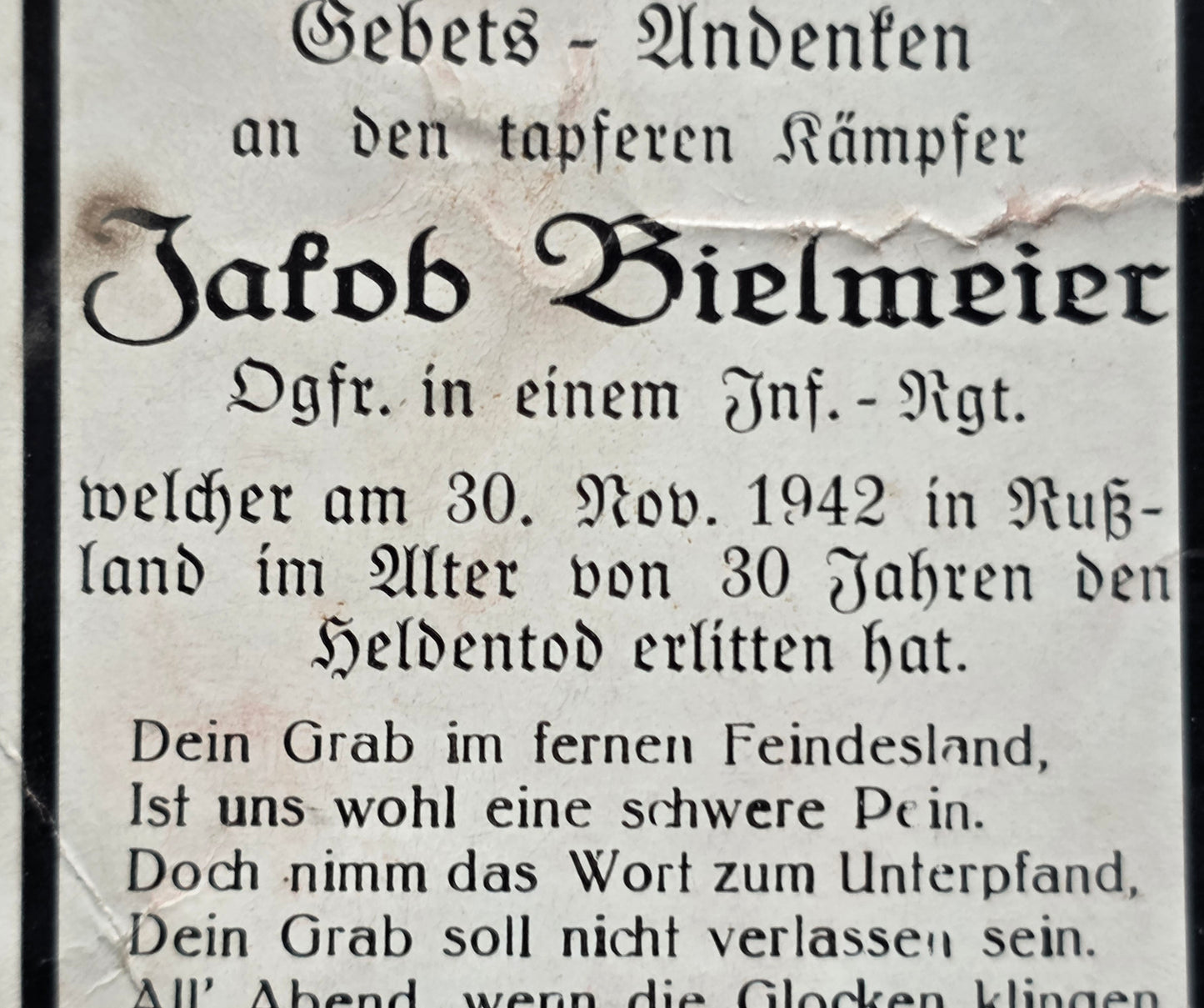 Sterbebild Obergefreiter Hinterviechtach Infanterie Regt. Wolga Russland - www.mmilitaria.com