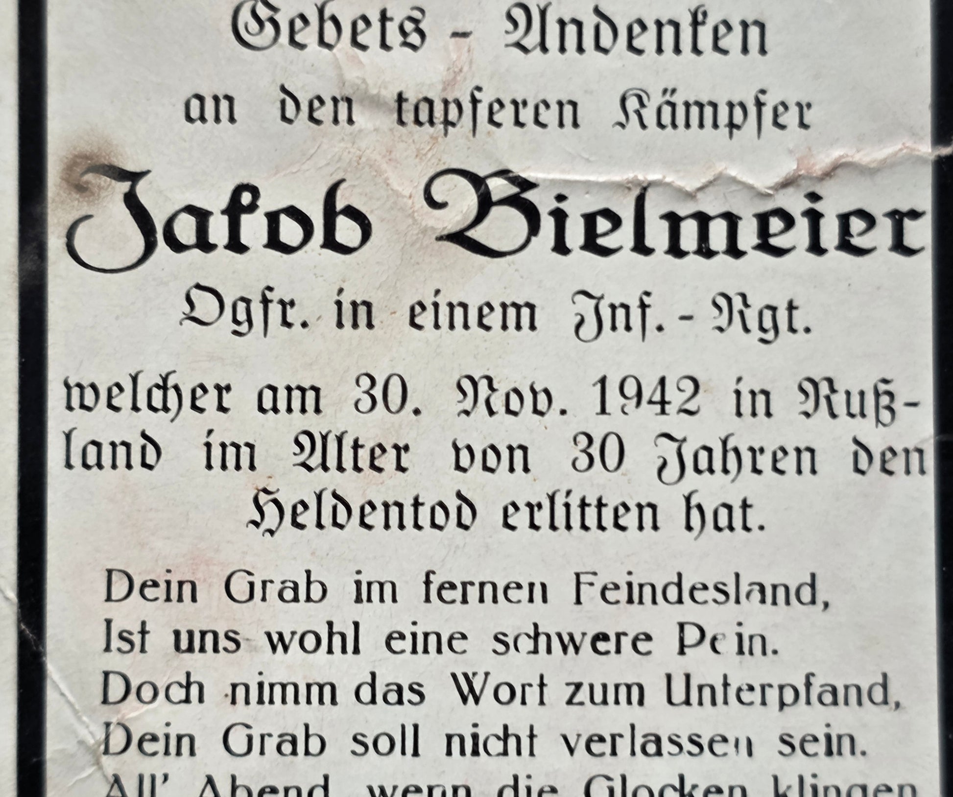 Sterbebild Obergefreiter Hinterviechtach Infanterie Regt. Wolga Russland - www.mmilitaria.com