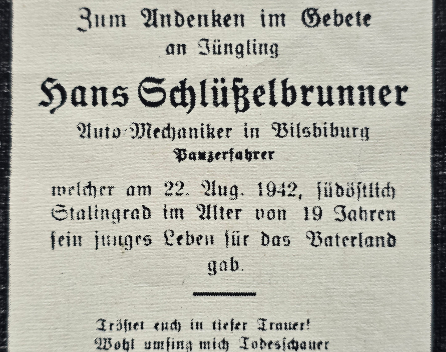 Sterbebild Schütze Landshut 24. Panzer Division Stalingrad Rossoschka Russland - www.mmilitaria.com