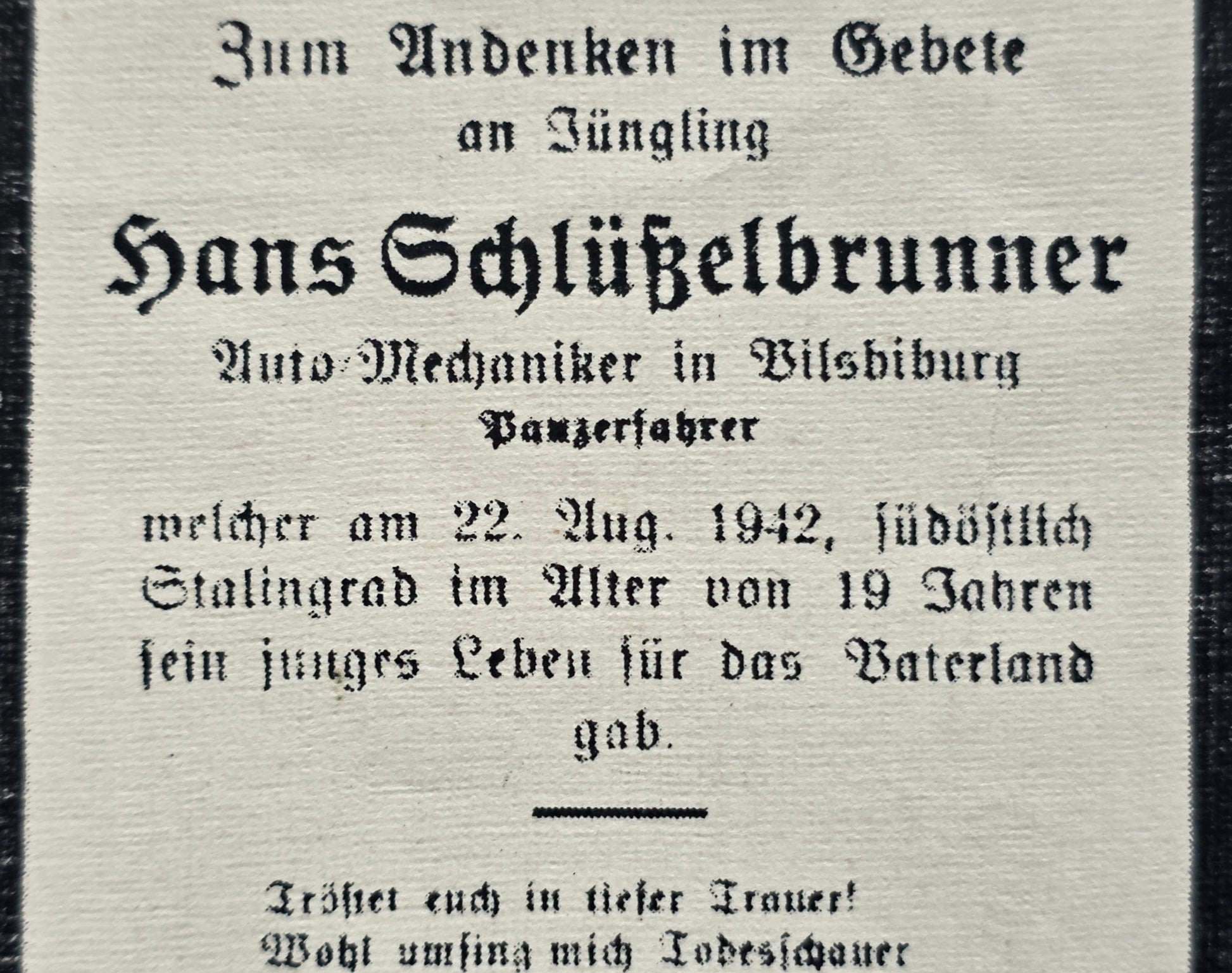 Sterbebild Schütze Landshut 24. Panzer Division Stalingrad Rossoschka Russland - www.mmilitaria.com