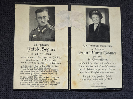Sterbebild Obergefreiter Oberzeitldorn Endkampf Münsterland Vechta Oldenburg - www.mmilitaria.com
