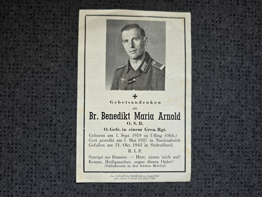 Sterbebild Obergefreiter Uffing Gren. Regt. Priester Russland Feldpost Rückseite - www.mmilitaria.com