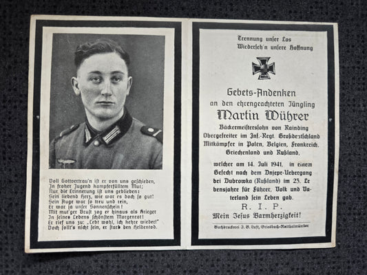 Sterbebild Obergefreiter Rainding Inf. Regt. "Großdeutschland" GD Dubrowka Russland - www.mmilitaria.com