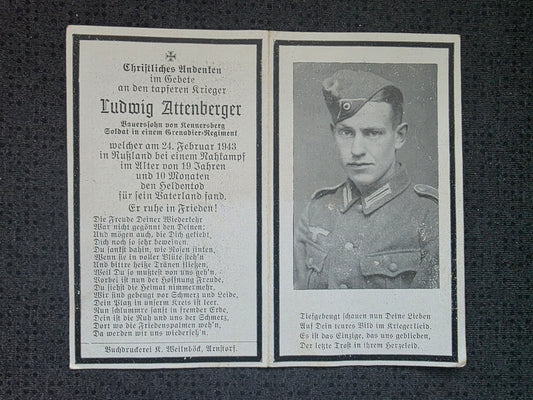 Sterbebild Reiter Eggenfelden 3. Schwadron Radfahr-Abt. 157 Nahkampf Michailowka Russland - www.mmilitaria.com