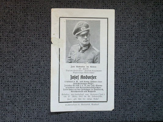 Sterbebild Leutnant Sonnen KP-Chef 4. Fallschirmjäger Division Landekopf Nettuno Italien - www.mmilitaria.com