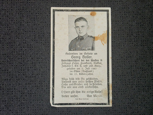 Sterbebild SS-Unterscharführer Wolfsbach Waffen-SS Pytowka Russland - www.mmilitaria.com