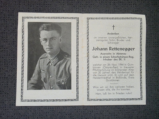 Sterbebild Gefreiter Abtenau Scharfschütze 5. Gren. Regt. 151 Rominter Heide Gumbinnen Ostpreußen - www.mmilitaria.com