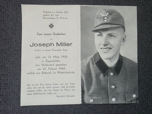 Sterbebild Schütze Eggenfelden 5. Komp. Kampf Btl. 488 Raksetin Weissrussland - www.mmilitaria.com