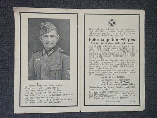 Sterbebild Obergefreiter Weissenthurm 2. Batterie Abt. (Mot) 733 Stalingrad Russland - www.mmilitaria.com