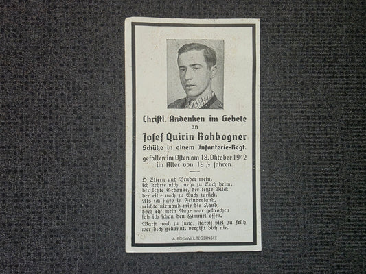 Sterbebild Schütze Griesstätt 9. Komp. Gren. Regt. 488 H.V.Pl. in Garnewo Russland - www.mmilitaria.com