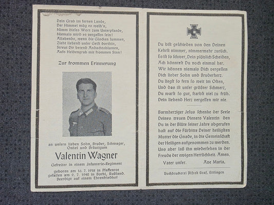 Sterbebild Gefreiter Pfaffenrot 6. Komp. Inf. Regt. 158 Borki Russland - www.mmilitaria.com