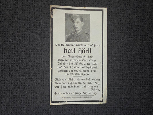 Sterbebild Gefreiter Keilstein 5. Komp. Gren. Regt. 481 Woschinzy Weissrussland - www.mmilitaria.com