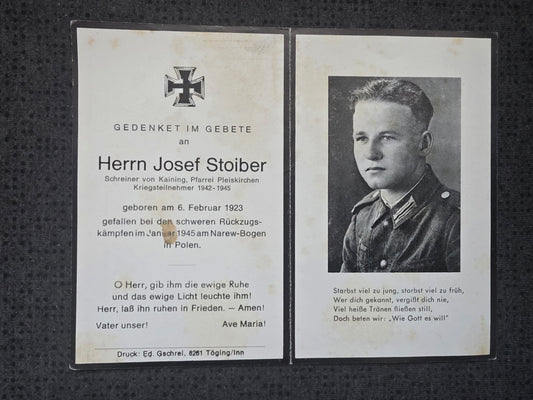 Sterbebild Gefreiter Kaining Rückzugskämpfe Endkampf Narew-Bogen Polen - www.mmilitaria.com