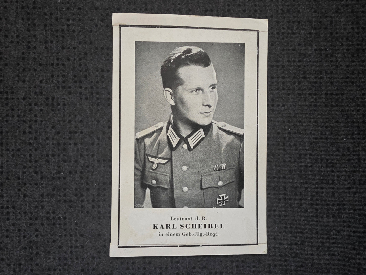 Sterbebild Leutnant Füssen Gebirgsjäger Regt. NKS Endkampf Steiermark Österreich