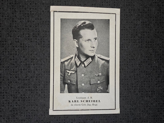 Sterbebild Leutnant Füssen Gebirgsjäger Regt. NKS Endkampf Steiermark Österreich - www.mmilitaria.com