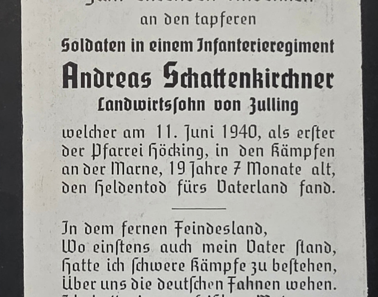 Sterbebild Schütze Landau 5. Komp. Inf. Reg. 246 Verneuil Marne Frankreich