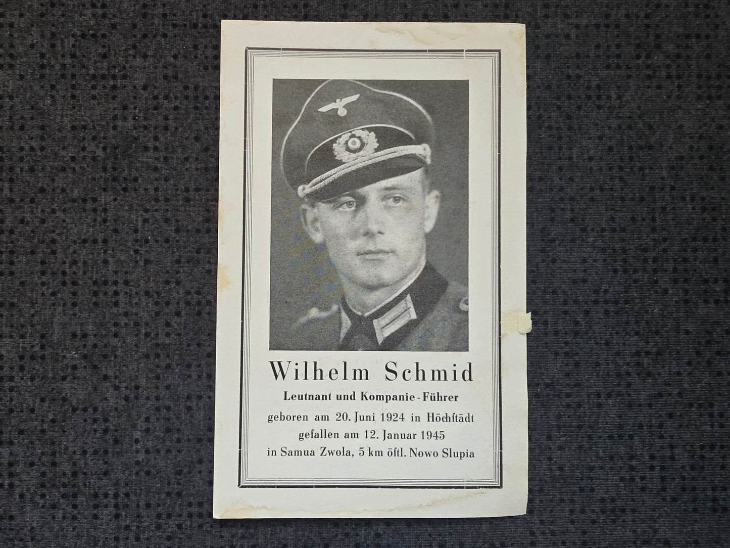 Sterbebild Leutnant Hochstädt KP-Chef Endkampf Sarnia Zwola Polen - www.mmilitaria.com