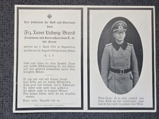 Sterbebild Hauptmann Regensburg Generalstab des Heeres Sollumbucht Tobruk Libyen - www.mmilitaria.com