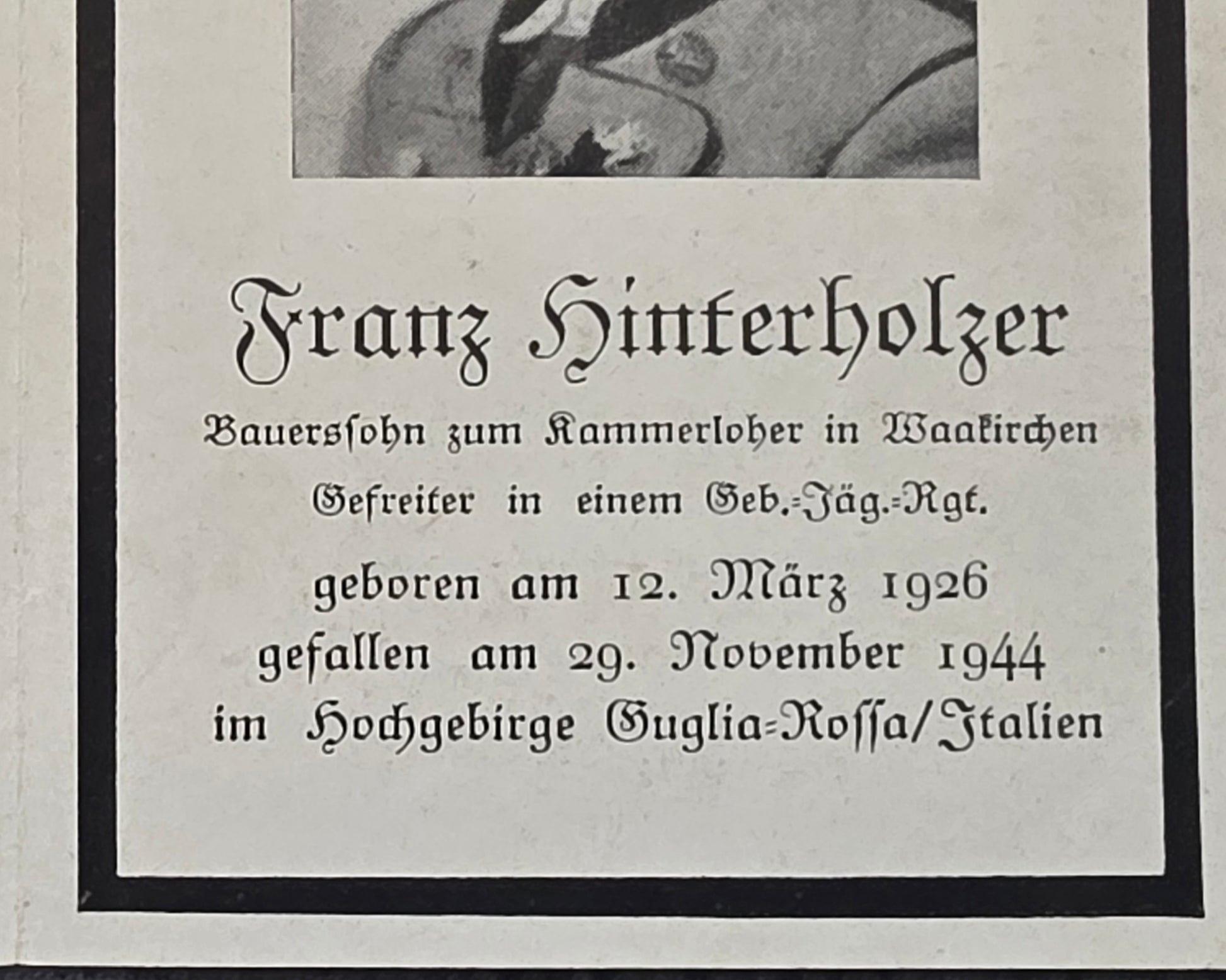 Sterbebild Brüder Waakirchen Gebirgspionier Oberschlesien Tschechien Gebirgsjäger Hochgebirge Guglia Rossa Italien - www.mmilitaria.com