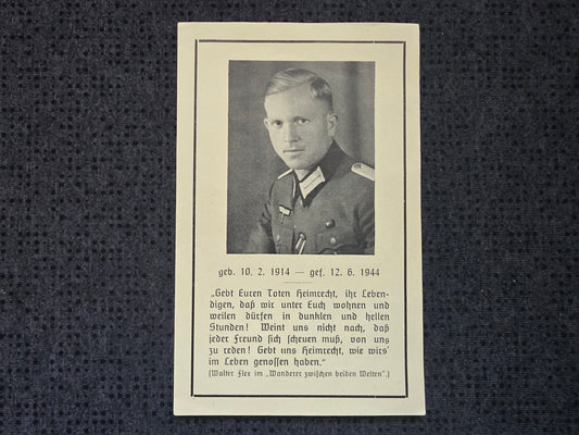 Sterbebild Hauptmann Bachhagel KP-Chef Inf. Regt. HJ-Abzeichen Normandie Carentan Orglandes Frankreich - www.mmilitaria.com