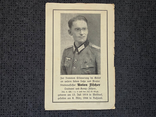 Sterbebild Leutnant Weildorf Kompanieführer EK I & II Russland - www.mmilitaria.com