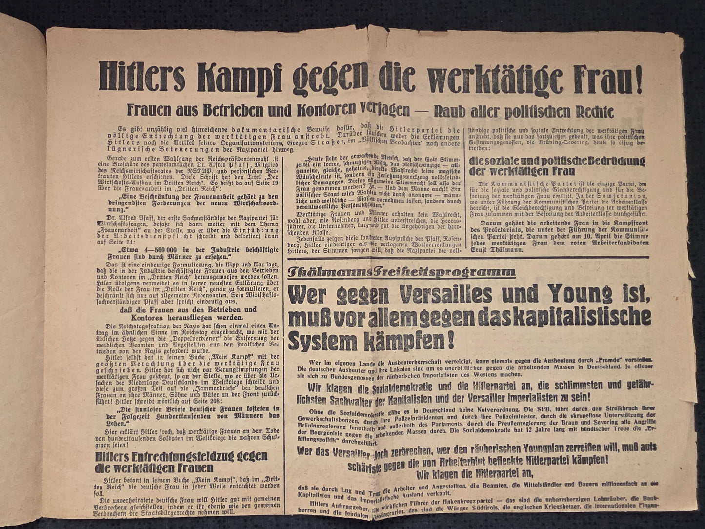 Zeitung von 1932 "Der Kämpfer" Ausgabe Chemnitz KPD Kommunistische Tageszeitung - www.mmilitaria.com