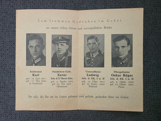 Sterbebild Brüder Höchstberg Gefreiter U-Boot Radfahr-Schwadron Feldwebel Frankreich Russland Polen - www.mmilitaria.com