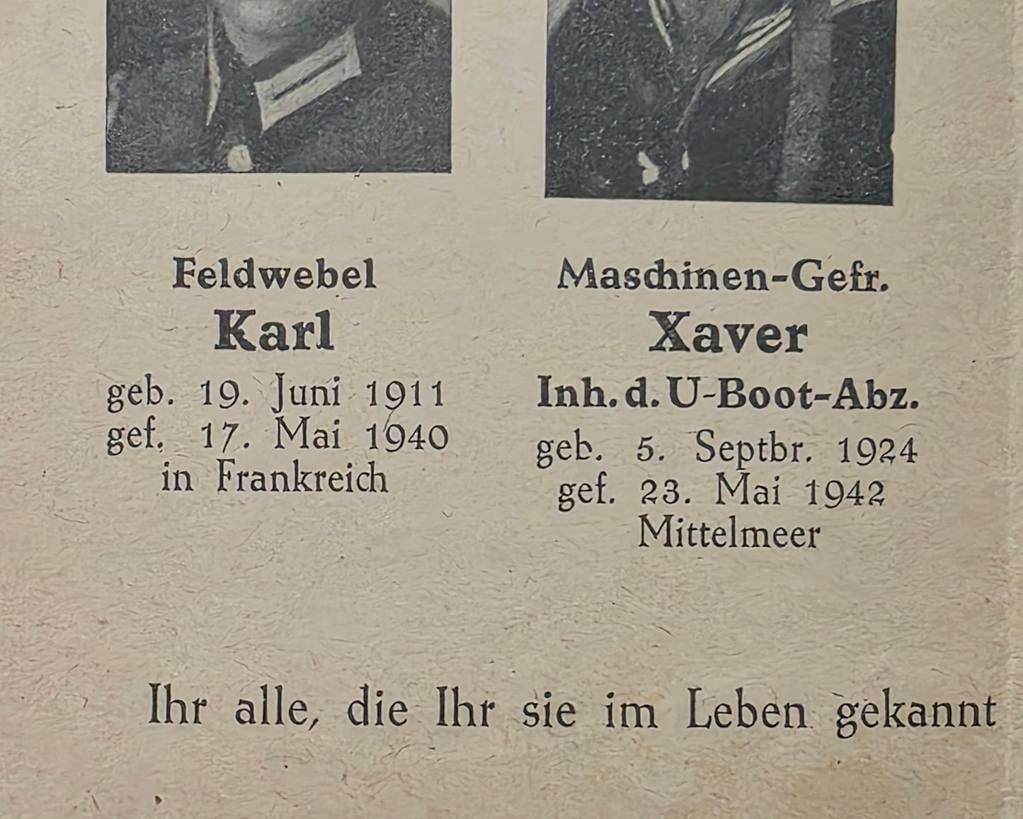 Sterbebild Brüder Höchstberg Gefreiter U-Boot Radfahr-Schwadron Feldwebel Frankreich Russland Polen - www.mmilitaria.com