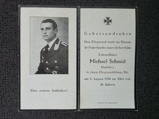 Sterbebild Unteroffizier Kirchberg Pilot & Fluglehrer 8./FAR-52 Gernrode Harz Deutschland - www.mmilitaria.com