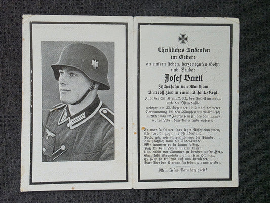 Sterbebild Unteroffizier Mankham 5. Gren. Regt. 217 Woronesch Russland - www.mmilitaria.com